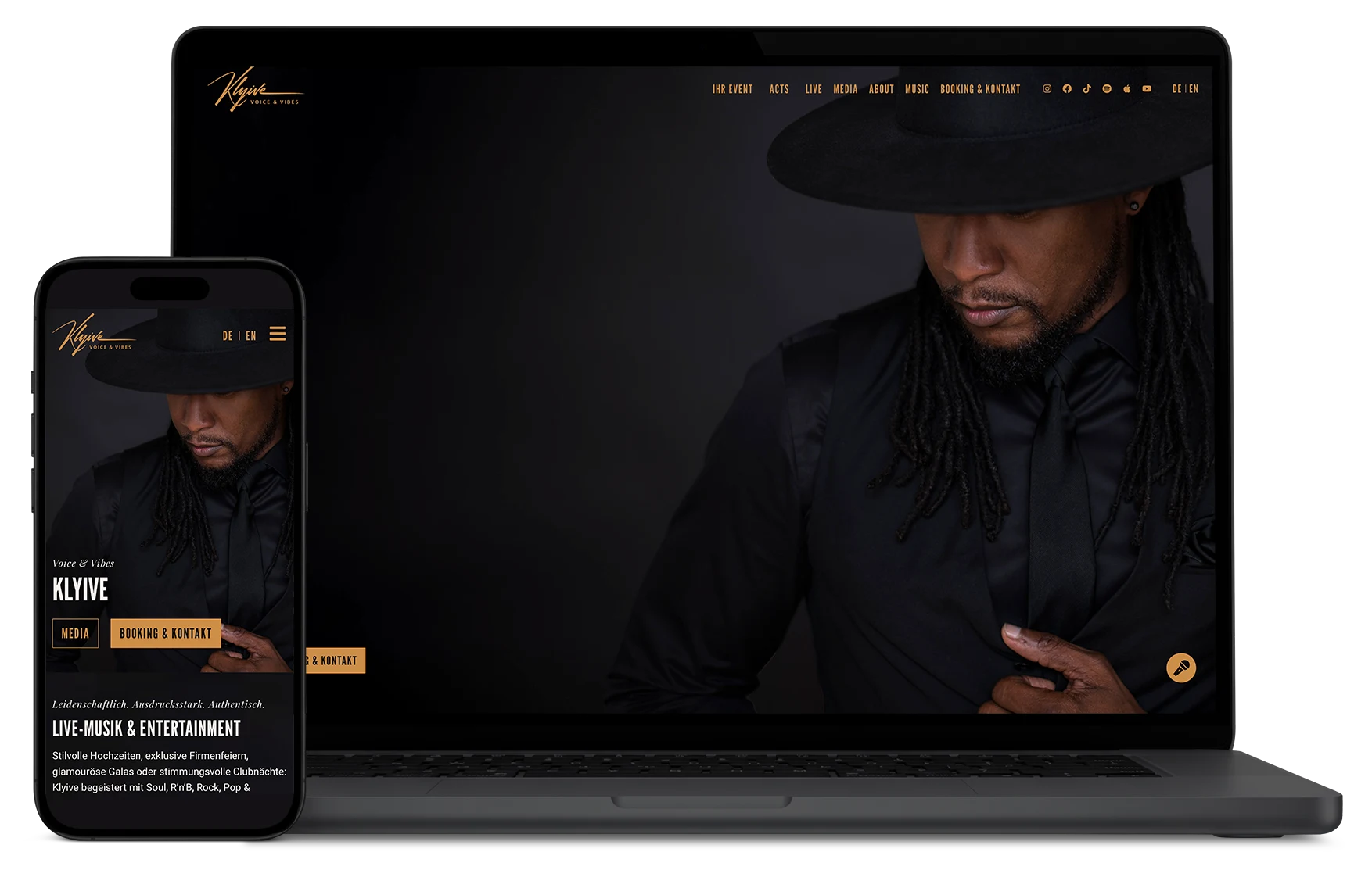 Responsive Website-Mockup auf Laptop und Smartphone: Webdesign für Klyive