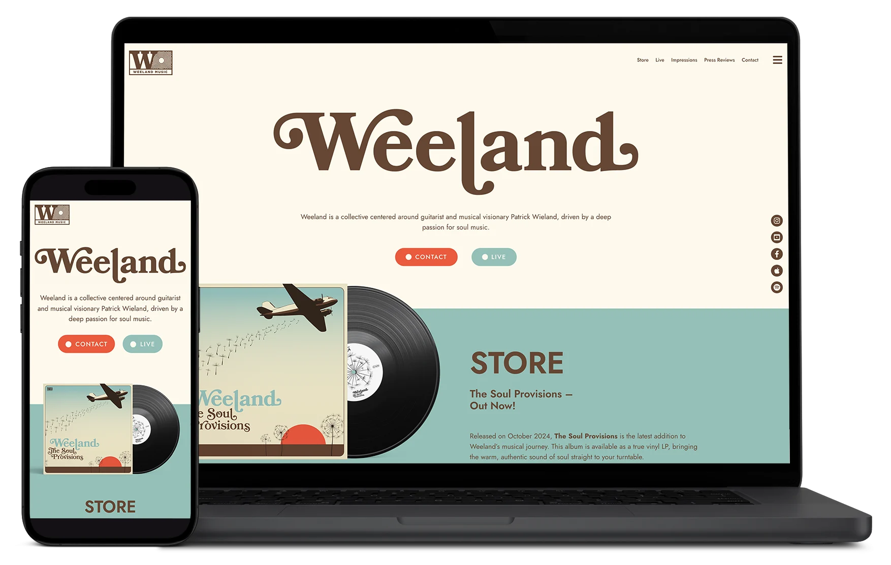 Responsive Website-Mockup auf Laptop und Smartphone: Webdesign für Weeland