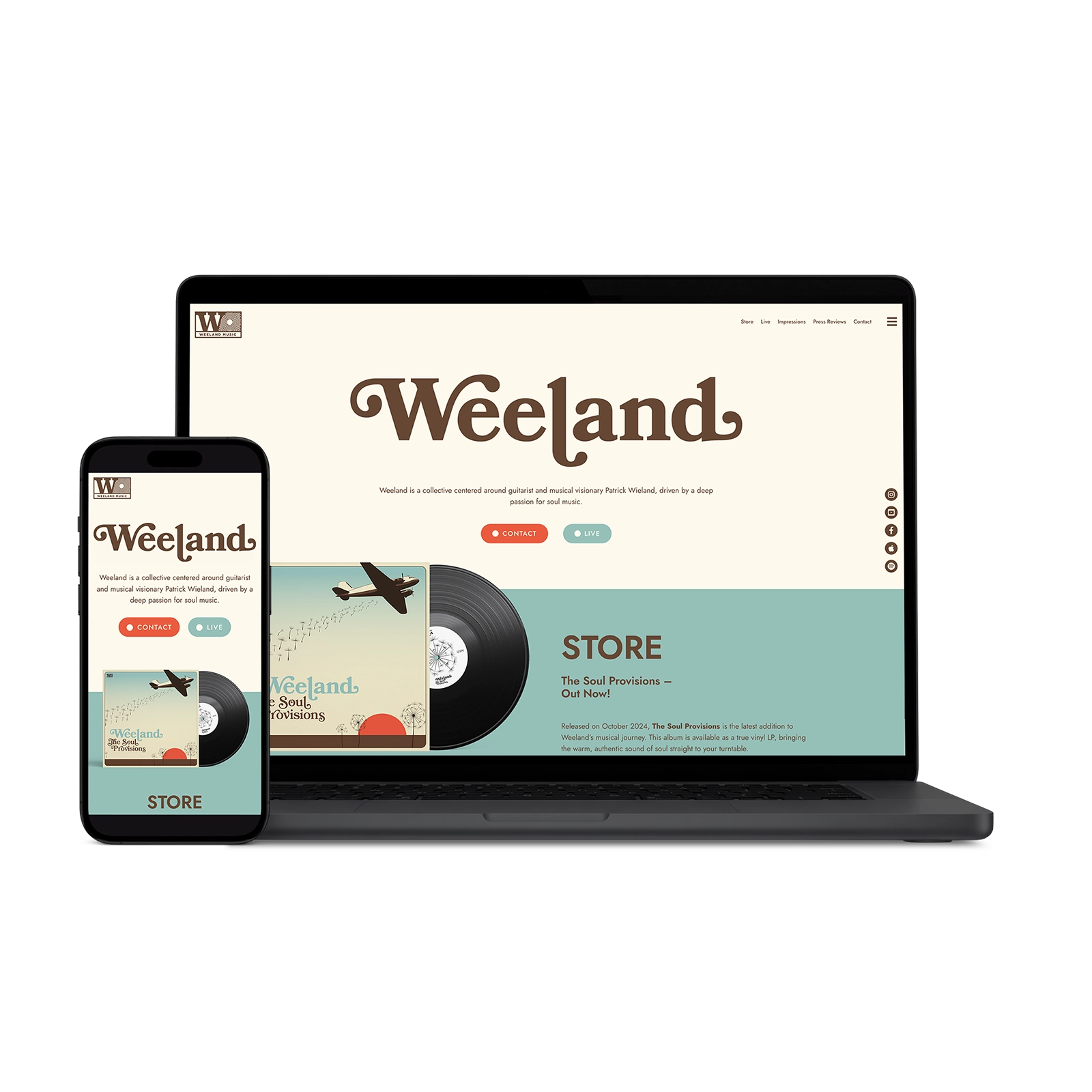 Responsive website mockup on a laptop and smartphone: Web design for Weeland